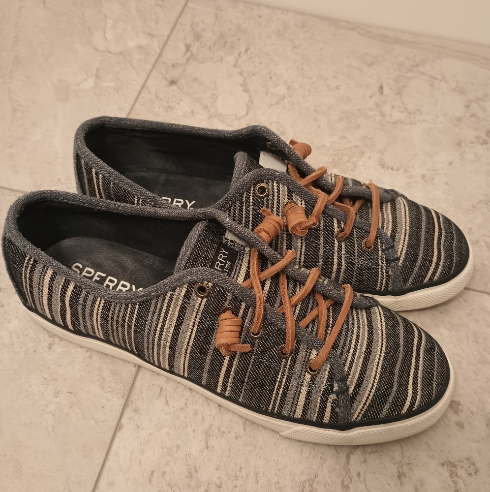 SPERRY Top Sider Denim Striped Women's Sneakers Size 9.5